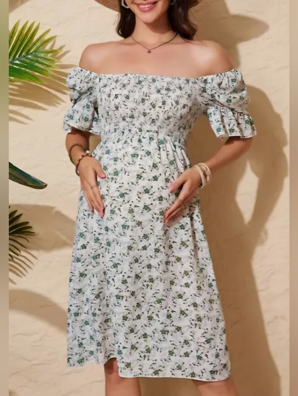 Square Neck Ruffle Dress - Picture 2 of 5